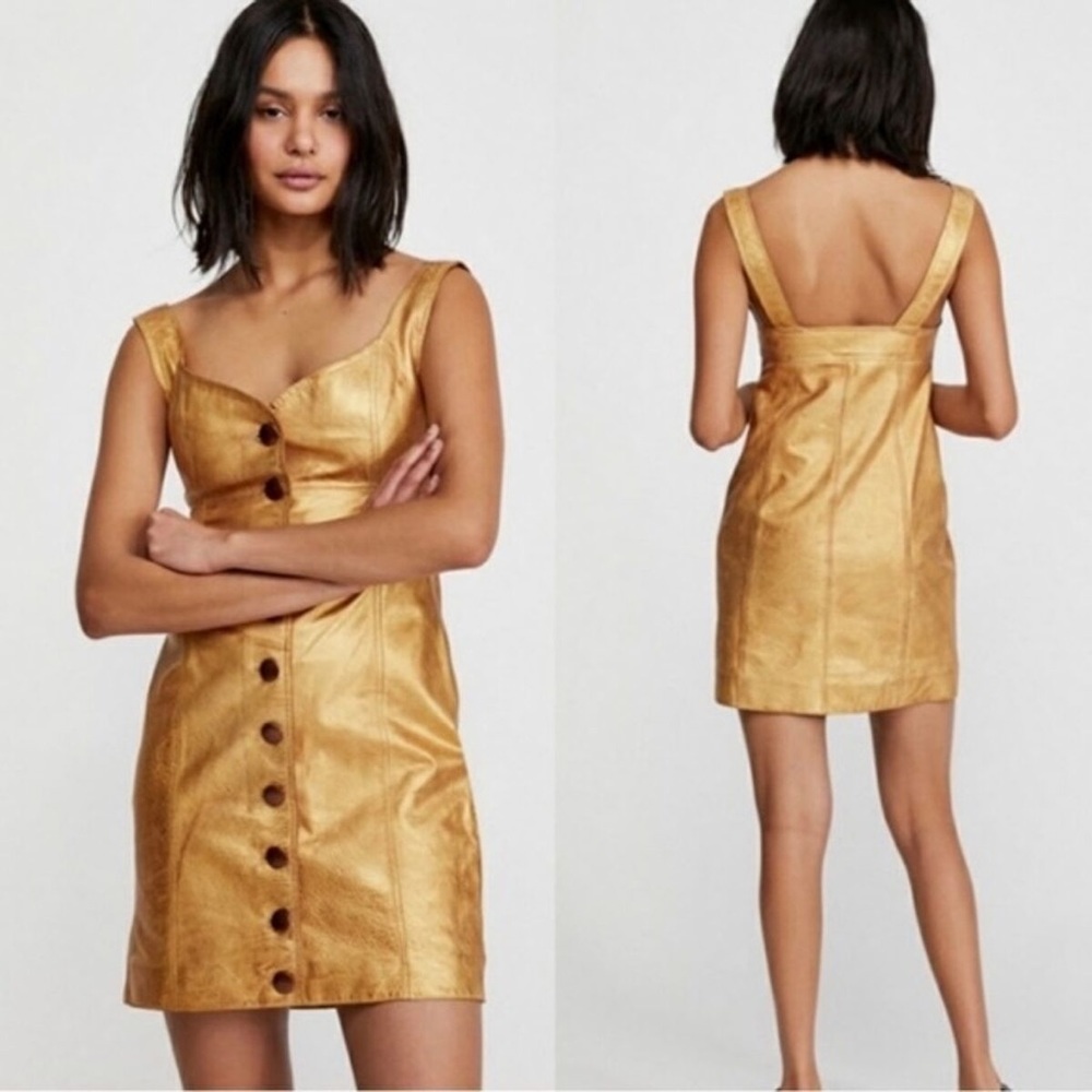 ✨NWT Free People Goldie Leather Mini Dress ✨